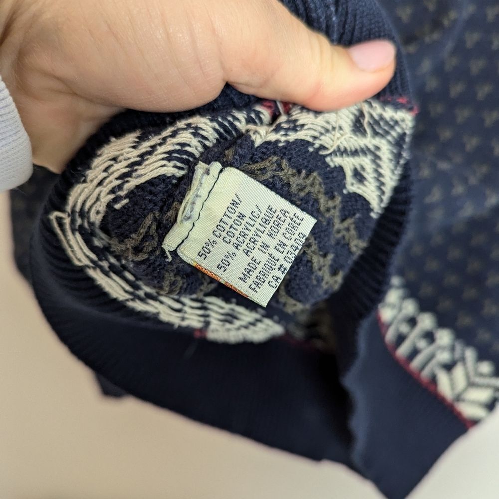 Vintage Daniel David Fair Isle Sweater – Zip Mock Neck – Size Small - Picture 8 of 10